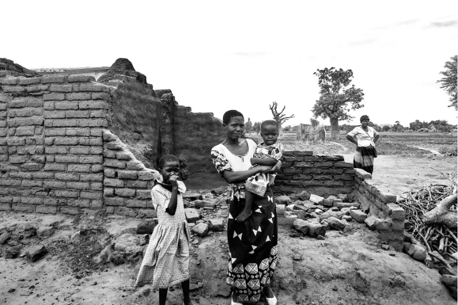 An image of Ethel Chamba’s old home left in ruins after Cyclone Gombe hit her village in Phalombe, Malawi.